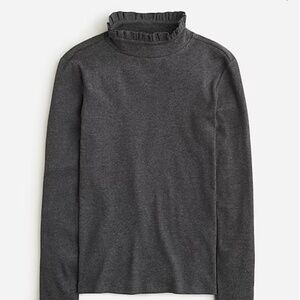 J Crew Vintage Rib Ruffle Mockneck T-Shirt Size Medium